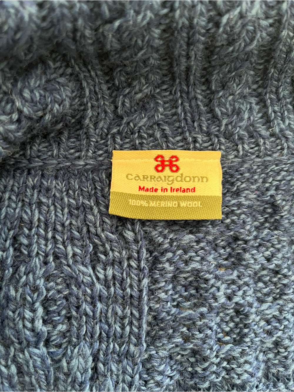 Carraigdonn Cozy Blue Cable-Knit Shawl Collar Cardigan 100% Merino wool M - Picture 8 of 8